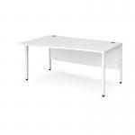Maestro 25 left hand wave desk 1600mm wide - white bench leg frame, white top MB16WLWHWH