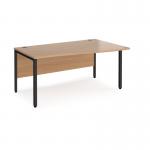 Maestro 25 right hand wave desk 1600mm wide - black bench leg frame, beech top MB16WRKB