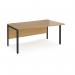 Maestro 25 right hand wave desk 1600mm wide - black bench leg frame, oak top MB16WRKO