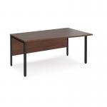 Maestro 25 right hand wave desk 1600mm wide - black bench leg frame, walnut top MB16WRKW