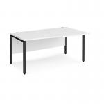 Maestro 25 right hand wave desk 1600mm wide - black bench leg frame, white top MB16WRKWH