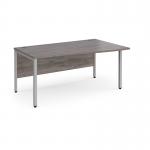 Maestro 25 right hand wave desk 1600mm wide - silver bench leg frame, grey oak top MB16WRSGO