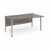 Maestro 25 right hand wave desk 1600mm wide - silver bench leg frame, grey oak top MB16WRSGO