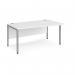 Maestro 25 right hand wave desk 1600mm wide - silver bench leg frame, white top MB16WRSWH