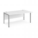 Maestro 25 right hand wave desk 1600mm wide - silver bench leg frame, white top MB16WRSWH