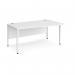 Maestro 25 right hand wave desk 1600mm wide - white bench leg frame, white top MB16WRWHWH