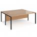 Maestro 25 back to back straight desks 1800mm x 1600mm - black bench leg frame, beech top MB1816BKB