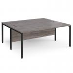 Maestro 25 back to back straight desks 1800mm x 1600mm - black bench leg frame, grey oak top MB1816BKGO