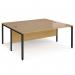 Maestro 25 back to back straight desks 1800mm x 1600mm - black bench leg frame, oak top MB1816BKO