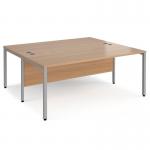Maestro 25 back to back straight desks 1800mm x 1600mm - silver bench leg frame, beech top MB1816BSB