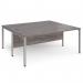 Maestro 25 back to back straight desks 1800mm x 1600mm - silver bench leg frame, grey oak top MB1816BSGO