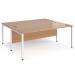 Maestro 25 back to back straight desks 1800mm x 1600mm - white bench leg frame, beech top MB1816BWHB