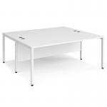 Maestro 25 back to back straight desks 1800mm x 1600mm - white bench leg frame, white top MB1816BWHWH