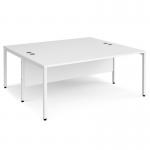 Maestro 25 back to back straight desks 1800mm x 1600mm - white bench leg frame, white top MB1816BWHWH
