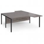 Maestro 25 back to back ergonomic desks 1800mm deep - black bench leg frame, grey oak top MB18EBKGO