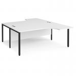 Maestro 25 back to back ergonomic desks 1800mm deep - black bench leg frame, white top MB18EBKWH