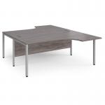 Maestro 25 back to back ergonomic desks 1800mm deep - silver bench leg frame, grey oak top MB18EBSGO