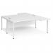 Maestro 25 back to back ergonomic desks 1800mm deep - white bench leg frame, white top MB18EBWHWH