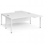 Maestro 25 back to back ergonomic desks 1800mm deep - white bench leg frame, white top MB18EBWHWH