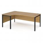 Maestro 25 left hand ergonomic desk 1800mm wide - black bench leg frame and oak top