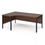 Maestro 25 left hand ergonomic desk 1800mm wide - black bench leg frame, walnut top MB18ELKW