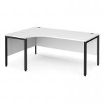 Maestro 25 left hand ergonomic desk 1800mm wide - black bench leg frame, white top MB18ELKWH