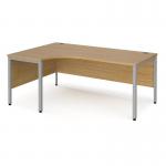 Maestro 25 left hand ergonomic desk 1800mm wide - silver bench leg frame and oak top