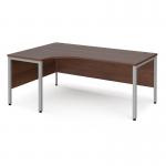 Maestro 25 left hand ergonomic desk 1800mm wide - silver bench leg frame and walnut top