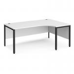 Maestro 25 right hand ergonomic desk 1800mm wide - black bench leg frame, white top MB18ERKWH