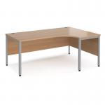 Maestro 25 right hand ergonomic desk 1800mm wide - silver bench leg frame, beech top MB18ERSB