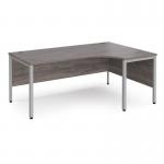 Maestro 25 right hand ergonomic desk 1800mm wide - silver bench leg frame, grey oak top MB18ERSGO