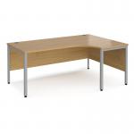 Maestro 25 right hand ergonomic desk 1800mm wide - silver bench leg frame, oak top MB18ERSO