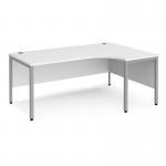 Maestro 25 right hand ergonomic desk 1800mm wide - silver bench leg frame, white top MB18ERSWH