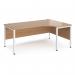 Maestro 25 right hand ergonomic desk 1800mm wide - white bench leg frame, beech top MB18ERWHB