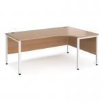 Maestro 25 right hand ergonomic desk 1800mm wide - white bench leg frame, beech top MB18ERWHB