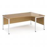 Maestro 25 right hand ergonomic desk 1800mm wide - white bench leg frame, oak top MB18ERWHO