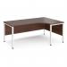 Maestro 25 right hand ergonomic desk 1800mm wide - white bench leg frame, walnut top MB18ERWHW