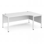 Maestro 25 right hand ergonomic desk 1800mm wide - white bench leg frame, white top MB18ERWHWH