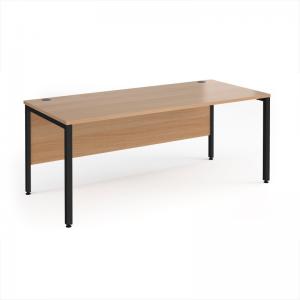 Maestro 25 straight desk 1800mm x 800mm - black bench leg frame, beech