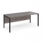 Maestro 25 straight desk 1800mm x 800mm - black bench leg frame and grey oak top