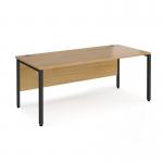 Maestro 25 straight desk 1800mm x 800mm - black bench leg frame and oak top