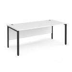 Maestro 25 straight desk 1800mm x 800mm - black bench leg frame, white top MB18KWH