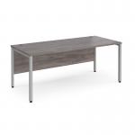 Maestro 25 straight desk 1800mm x 800mm - silver bench leg frame and grey oak top