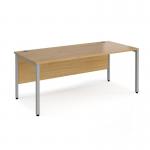Maestro 25 straight desk 1800mm x 800mm - silver bench leg frame, oak top MB18SO