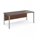 Maestro 25 straight desk 1800mm x 800mm - silver bench leg frame, walnut top MB18SW