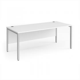 Maestro 25 straight desk 1800mm x 800mm - silver bench leg frame, white top MB18SWH