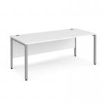 Maestro 25 straight desk 1800mm x 800mm - silver bench leg frame, white top MB18SWH