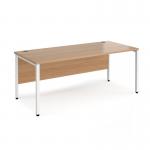 Maestro 25 straight desk 1800mm x 800mm - white bench leg frame and beech top