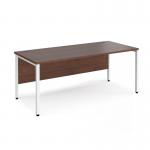 Maestro 25 straight desk 1800mm x 800mm - white bench leg frame, walnut top MB18WHW