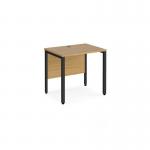 Maestro 25 straight desk 800mm x 600mm - black bench leg frame and oak top
